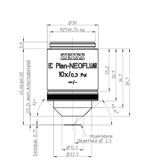 Objective EC Plan-Neofluar 2.5x/0.085 Pol M27蔡司物镜