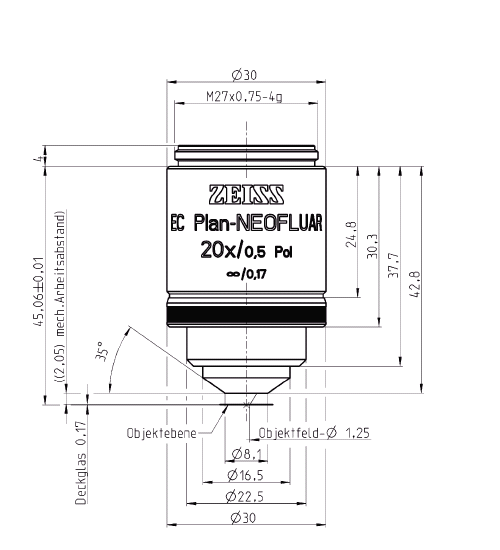 Objective EC Plan-Neofluar 2.5x/0.085 Pol M27蔡司物镜