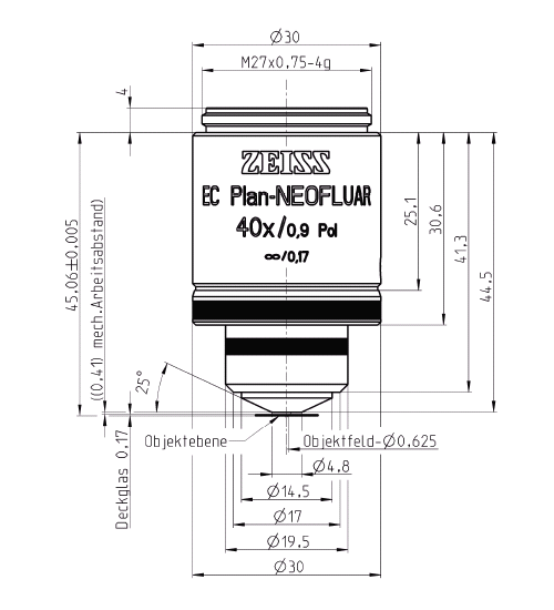 Objective EC Plan-Neofluar 2.5x/0.085 Pol M27蔡司物镜