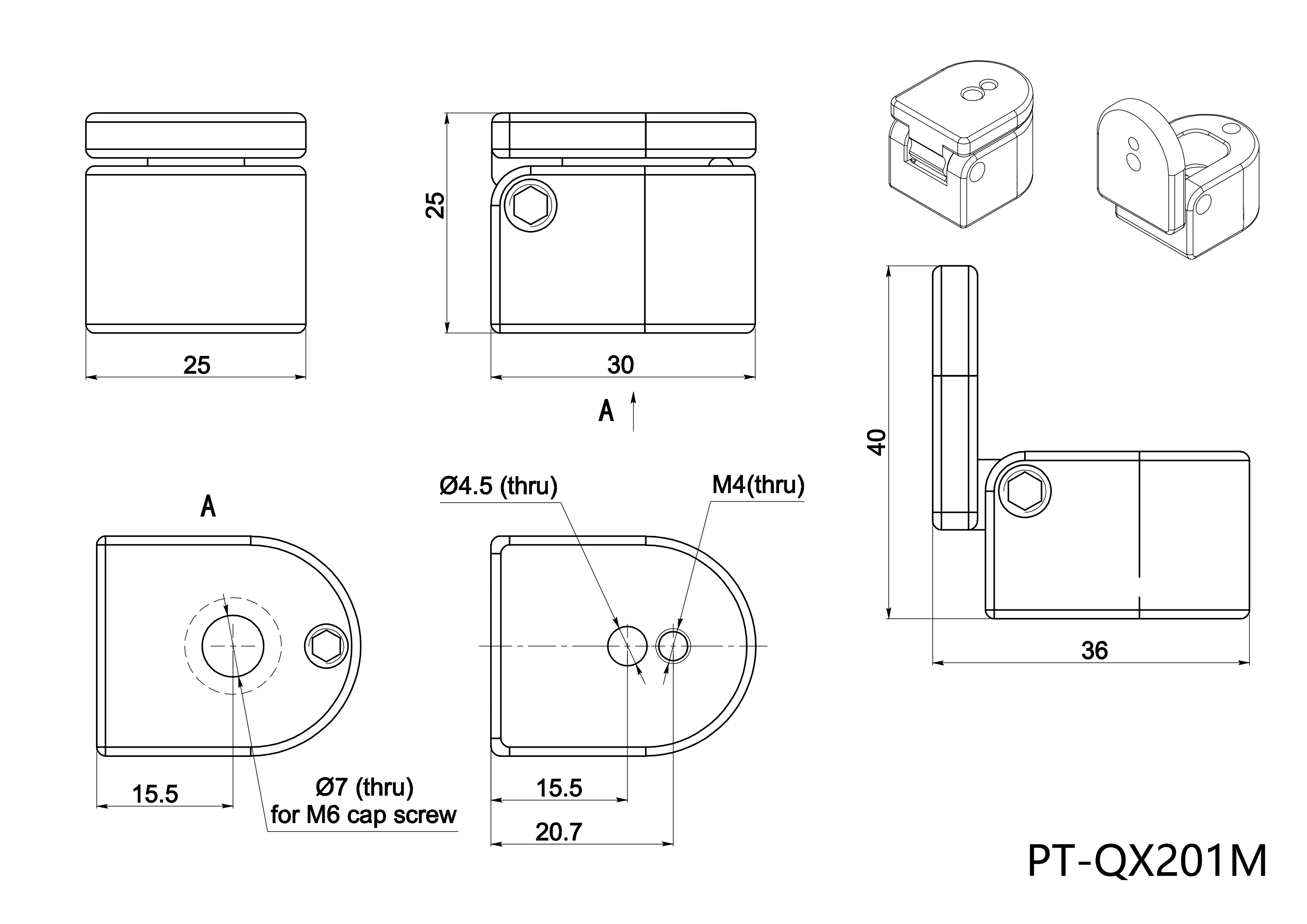 PT-QX201M 手动倾斜台 翻折连接件 翻折角度90°