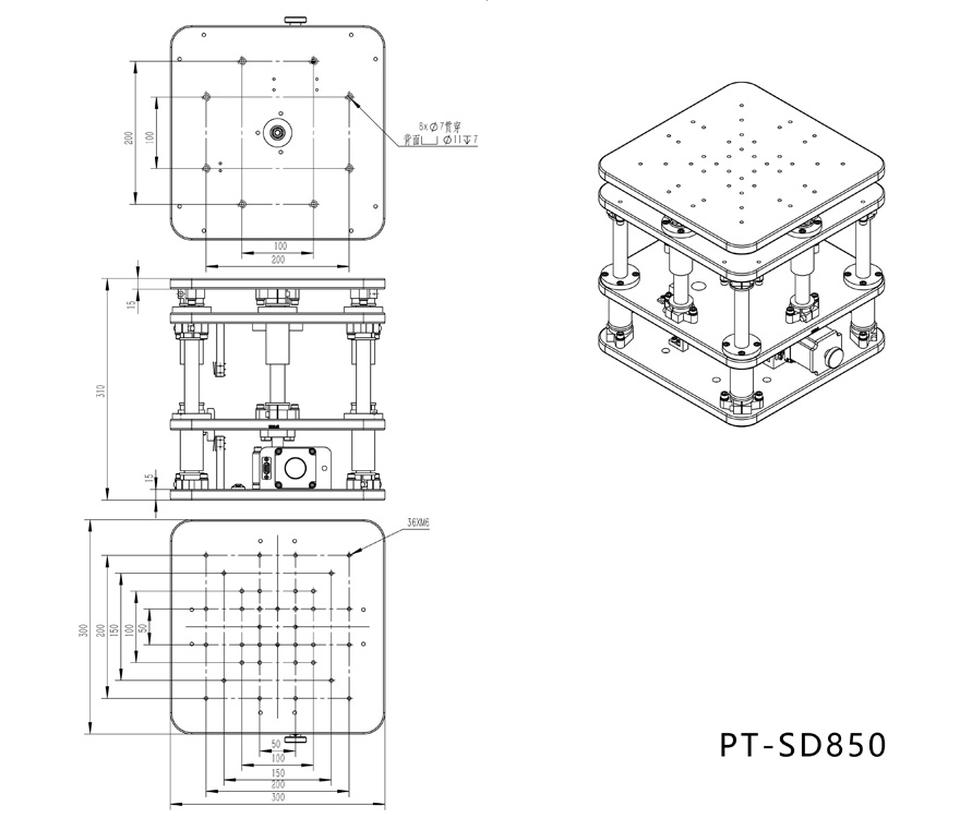 PT-SD850手动升降台光学重载Z轴工作台 大型涡轮螺杆调整位移台