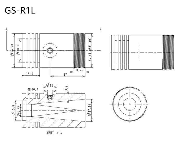 GS-R1L光束散射器光阱激光收集筒激光光束吸收器消光筒光路阻挡