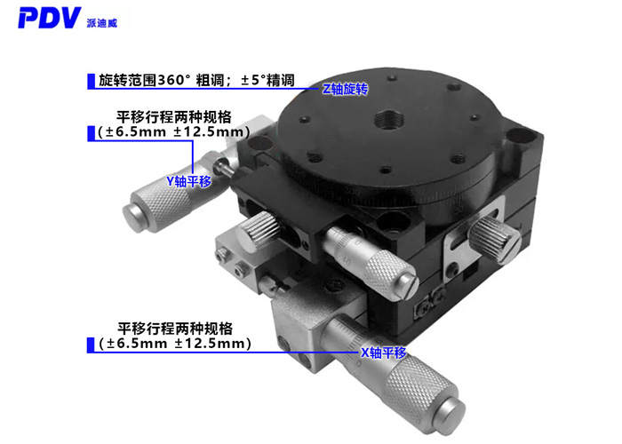 RD60精密三维台/手动三维组合台XYR多维平台微分头驱动